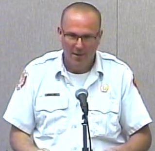 COURTESY OF FCTV.ORG Michael Small was promoted to Falmouth Fire Chief Monday after being confirmed by the Board of Selectmen.