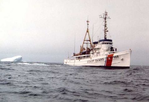 COURTESY OF THE US COAST GUARD: CGC TAMAROA during 1987 iceberg research cruise.