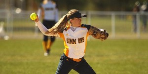 Simmons College All-Conference second baseman Hannah Cunningham said she feels her siblings fed off each other's positive energy toward success in athletics and in the classroom. Photo courtesy of Simmons Athletics