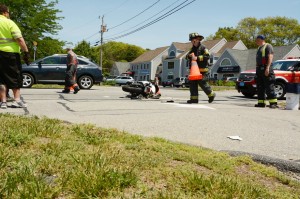 CCB MEDIA PHOTO Barnstable Police and Fire crews respond to the scene of  motorcycle accident on West Main Street, Hyannis