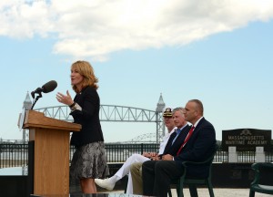 CCB MEDIA PHOTO Lt. Governor Karyn Polito addresses grantees of an EEA program at the MMA grounds Friday.