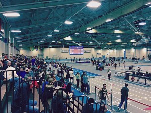 The Dennis-Yarmouth boys indoor track team picked up two huge wins last night versus Falmouth and Norwell at the Reggie Lewis Track and Athletic Center in Roxbury.Photo courtesy of Tom Longeran