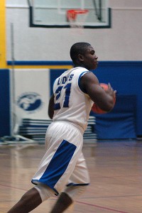 St. John Paul II's Diego Meritus was nothing less than pure hustle last night in his team's 65-48 win over the visiting Cape Cod Academy Seahawks. Sean Walsh/capecod.com sports