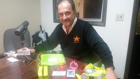 CCB MEDIA PHOTO Dino Mitrokostas displays the items that will be given to students across the Cape with money raised with the Light the Way JS Fund.
