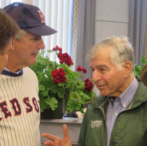 CCB MEDIA PHOTO Former Governor Michael Dukakis talks with news anchor Charlie Gibson at the 30th Annual Pops by the Sea concert on Sunday.