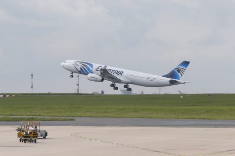 An EgyptAir Airbus A330-300 takes off for Cairo from Charles de Gaulle Airport outside of Paris, Thursday, May 19, 2016. An EgyptAir flight from Paris to Cairo with 66 passengers and crew on board crashed in the Mediterranean Sea early Thursday morning off the Greek island of Crete, Egyptian and Greek officials said. (AP Photo/Christophe Ena)
