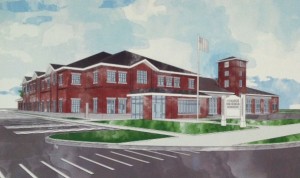 A drawing of the proposed new Hyannis Fire Station.