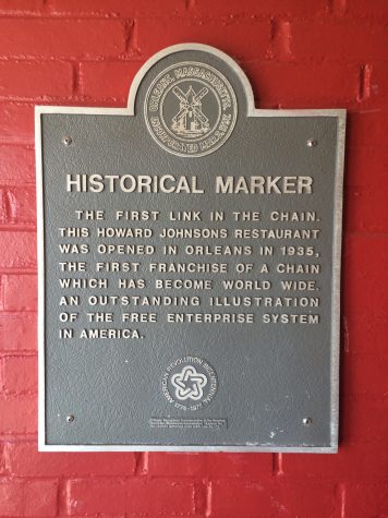A plaque at The Lost Dog Pub in Orleans, the site of the first Howard Johnson franchise location. Photo credit: Lost Dog Pub