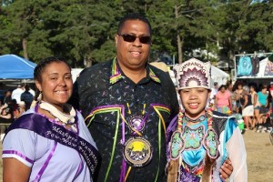 Left to right: 2013 Pow Wow Princess Dee Dee Jackson, Mashpee Wampanoag Tribal Chairman Cedric Cromwell, 2014 Pow Wow Princess Sassamin Weeden.