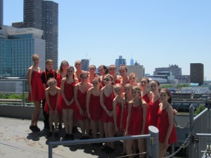 COURTESY OF THE INSPIRATION PERFORMING TROUPE The troupe gathers before performing on the Intrepid.