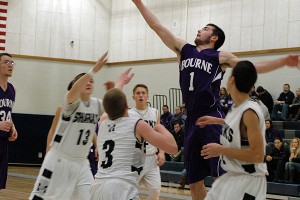 Bourne High's Jacob Ashworth scored 22 points last night to lead the Canalmen to a 68-65 overtime win over Nauset. Sean Walsh/Capecod.com Sports