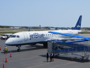 CCB MEDIA PHOTO The first JetBlue flight of the season from New York arrived Thursday at Barnstable Municipal Airport in Hyannis.