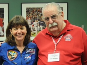 Joe Sherman, right, pictured with NASA astronaut Catherine Coleman at the Cape League All-Star game in 2011