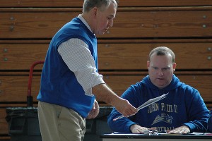 St. John Paul Ii Athletic Director John Muldoon (right) announced yesterday he's going back to school to get his master's degree and will be stepping aside as the Lions' AD but stay on as football coach and retain his teaching position. Sean Walsh/Capecod.com Sports 