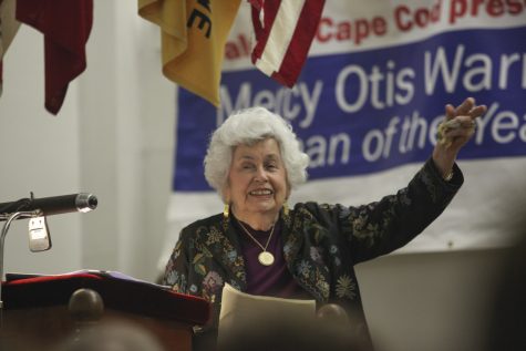 CCB MEDIA PHOTO: Ann Williams was honored Monday with the 15th Mercy Otis Warren Cape Cod Woman of the Year Award at the Olde Colonial Courthouse in Barnstable Village.