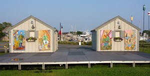 CCB MEDIA PHOTO The portraits are displayed on the stage at Aselton Park in Hyannis.