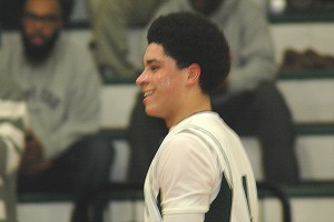 Senior captain L.K. Metz poured in 22 points and tore down 10 rebounds to pace the Dolphins to a 59-57 overtime win in the season opener vs. Norwell Friday night. Photo by Sean Walsh/CCBM Sports