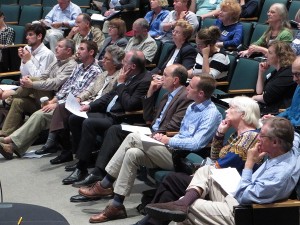 Town officials, legislators and housing advocates gather at Nauset Middle School for a summit on affordable housing Thursday, October 16.