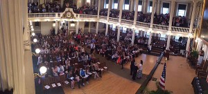 Eleven Cape Cod high school female student-athletes were honored today by the MIAA as part of National Girls and Women in Sports Day at Fanueil Hall in Boston. Photo courtesy of Marian High School Athletics