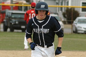 Massachusetts Maritime Academy's William Keane went 2-4 in a 6-2 win over Bridgewater State Tuesday afternoon in Buzzards Bay. Sean Walsh/Capecod.com Sports Photos