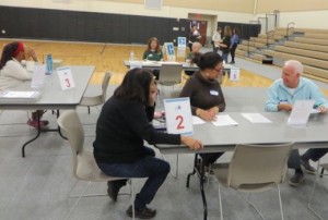 CCB MEDIA PHOTO Volunteers sign up to help during local disasters at a Citizen Corps session in Mashpee.