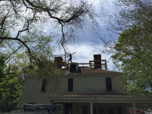 COURTESY BREWSTER HISTORICAL SOCIETY Masons at work on the Cobb house.