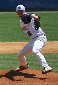 Mashpee's Michael Young, a 2014 graduate of St. John Paul II High School in Hyannis, was named the NE-10 Rookie Pitcher of the Year this week and notched his first-ever postseason victory on the mound yesterday over Adelphi. Stonehill College Athletics Photo