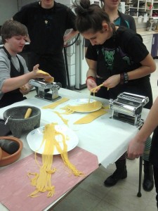 COURTESY OF NAUSET REGIONAL HIGH SCHOOL'S CULINARY ARTS PROGRAM. Students making pasta from scratch.