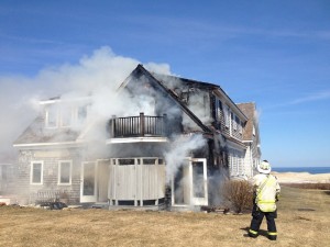 COURTESY OF THE ORLEANS POLICE DEPARTMENT Firefighters battled a two-alarm blaze at a Standish  Road home this afternoon.
