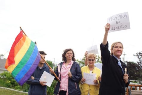 CCB MEDIA PHOTO: A peace vigil in Falmouth shows support Sunday for the victims of the Orlando nightclub massacre