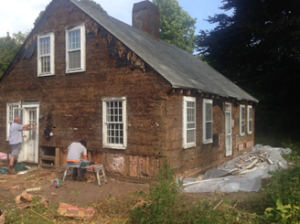 Crews begin restoration work to the Paine Black House in West Barnstable. Photo courtesy of the Town Manager's Office
