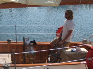 Seth Salzmann docking the vessel on Monday.