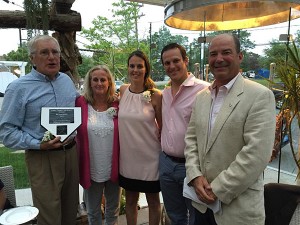 (L to R) James McNally Award recipient Peter Hall with the McNally family; Joanne, Jennifer, James and CCBUA President Mike Rabideau. CCBUA Photo