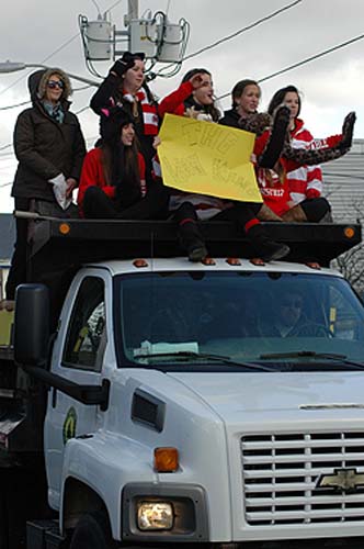 Tomorrow's 70th Annual Barnstable Thanksgiving Parade was cancelled earlier this morning due to weather predictions. The Barnstable-Falmouth Football Pep Rally will still follow at the high school at 1:00 pm. Photo by Sean Walsh/CCBM Sports