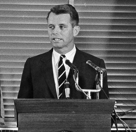 Attorney General Robert F. Kennedy holds his first news conference since taking office, April 6, 1961, in Washington, speaking to reporters and calling for powerful new weapons to combat organized crime and racketeering. (AP Photo/John Rous)