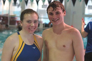 St. John Paul II varsity swimmers Kerry and Chris Bresnahan helped lead the Lions to a fine showing in yesterday's 20th Annual Bay Colony Conference Championships at Bridgewater State University. Chris took a 2nd place finish, the school's highest mark. Sean Walsh/capecod.com sports