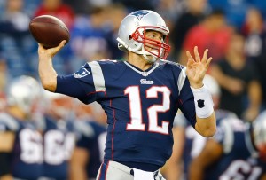 FOXBORO, MA - AUGUST 29: Tom Brady #12 of the New England Patriots warms up prior to the preseason game against the New York Giants at Gillette Stadium on August 29, 2013 in Foxboro, Massachusetts. (Photo by Jared Wickerham/Getty Images)