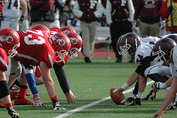 Barnstable High eked out a 34-27 win Thanksgiving Day versus Falmouth at W. Leo Shields Memorial Field in Hyannis. Photo by Sean Walsh/CCBM Sports