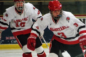 Barnstable U18 hockey players David Ryder (10) and Connor Rainville (3), seen here playing for Barnstable last month, are both on hand in Troy, Michigan trying to help their National-Bound team in a bid for the national title. Barnstable lost for the second time last night, 5-2. Sean Walsh/Capecod.com Sports