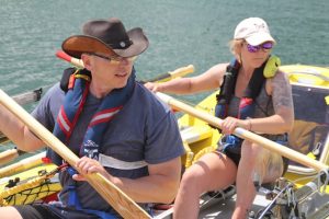 James Caple (L) and Cindy Way (R) begin their trans-Atlantic journey.