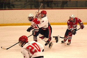 Barnstable's Matt Kaski uncorks his first of two goals on the day in the first period. Sean Walsh/www.capecod.com sports