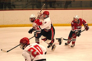 Matt Kaski Scores Goal vs Burlington Barnstable's Matt Kaski uncorks his first of two goals on the day in the first period. Sean Walsh/www.capecod.com sports