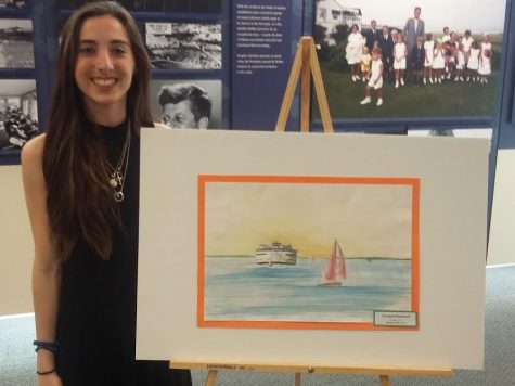 Falmouth High School student Elizabeth Bressoud with her art submission. 