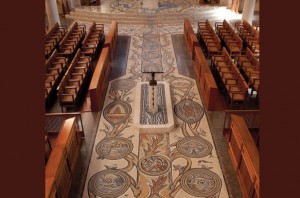 COURTESY OF THE CHURCH OF THE TRANSFIGURATION A view of the mosaics on the floor of the nave at the Church of the Transfiguration.