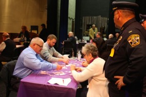 CCB MEDIA PHOTO Volunteers count the ballots at the Bourne Special Town Meeting.