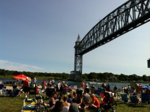 Thousands of people began gathering early in the day to watch the fireworks over the Cape Cod Canal.