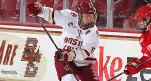 Boston College's Alex Carpenter was named the Player of the Year last night in Hyannis at the WHEA Annual Awards Banquet. She led the Eagles to an incredible 32-1-1 record this season and the Eagles faceoff today in Hyannis in the Hockey East Semifinals against UCONN at the Hyannis Youth & Community Center. Photo courtesy of Hockey East