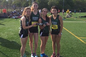 Carly Coughlin, along with fellow D-Y track and field stars Martene Jamiel, Sydney McCann and Sarah McGaffigan -- returned to competition this spring and was honored with the prestigious MSTCA Frank Kelley Award in May. Photo courtesy of Jim Hoar