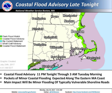 Coastal Flood Advisory for high tide Monday night into Tuesday AM ...