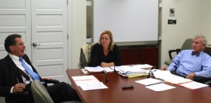 CCB MEDIA PHOTO Barnstable town councilors Frederick Chirigotis, Jennifer Cullum and Paul Hebert at a recent meeting of the Town Council's Charter Review Committee.